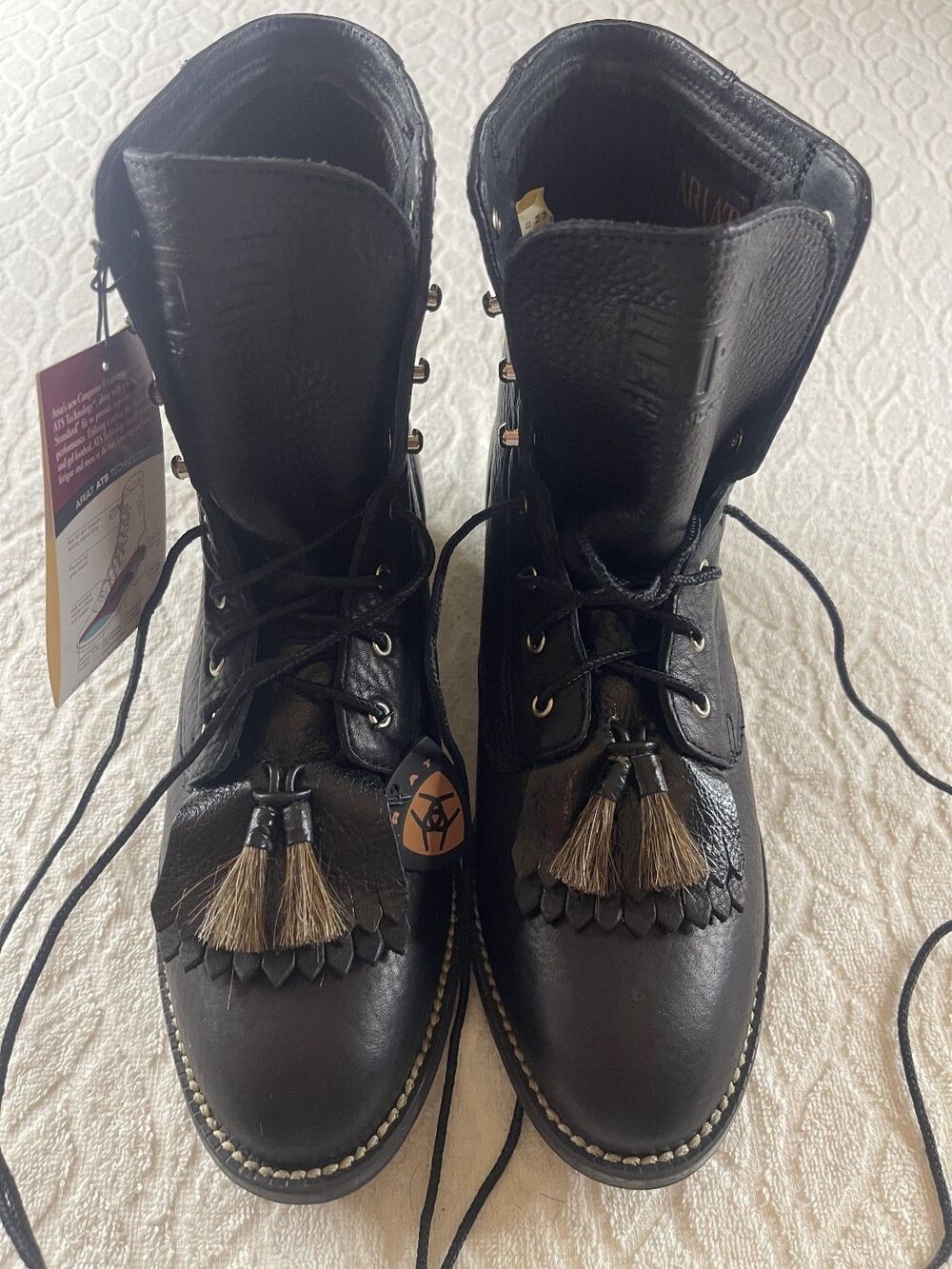 ARIAT Vintage Sz 7.5 Competitor II- Lacer & Roper Series Women's Black Boots
